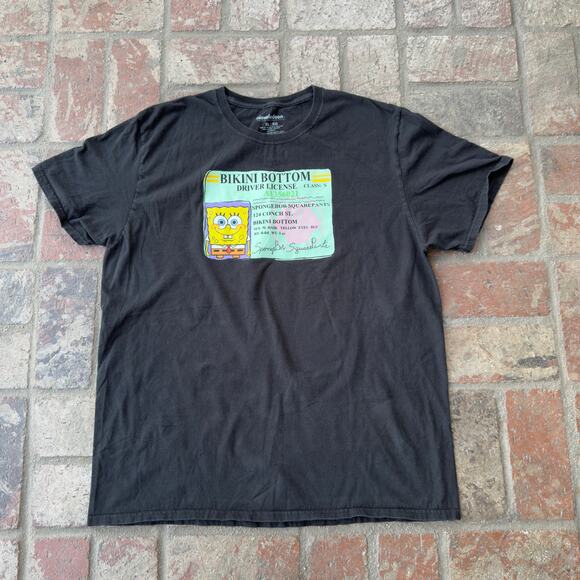 Nickelodeon Bikini Bottom Spongebob Squarepants Black Tee Shirt - Picture 1 of 4